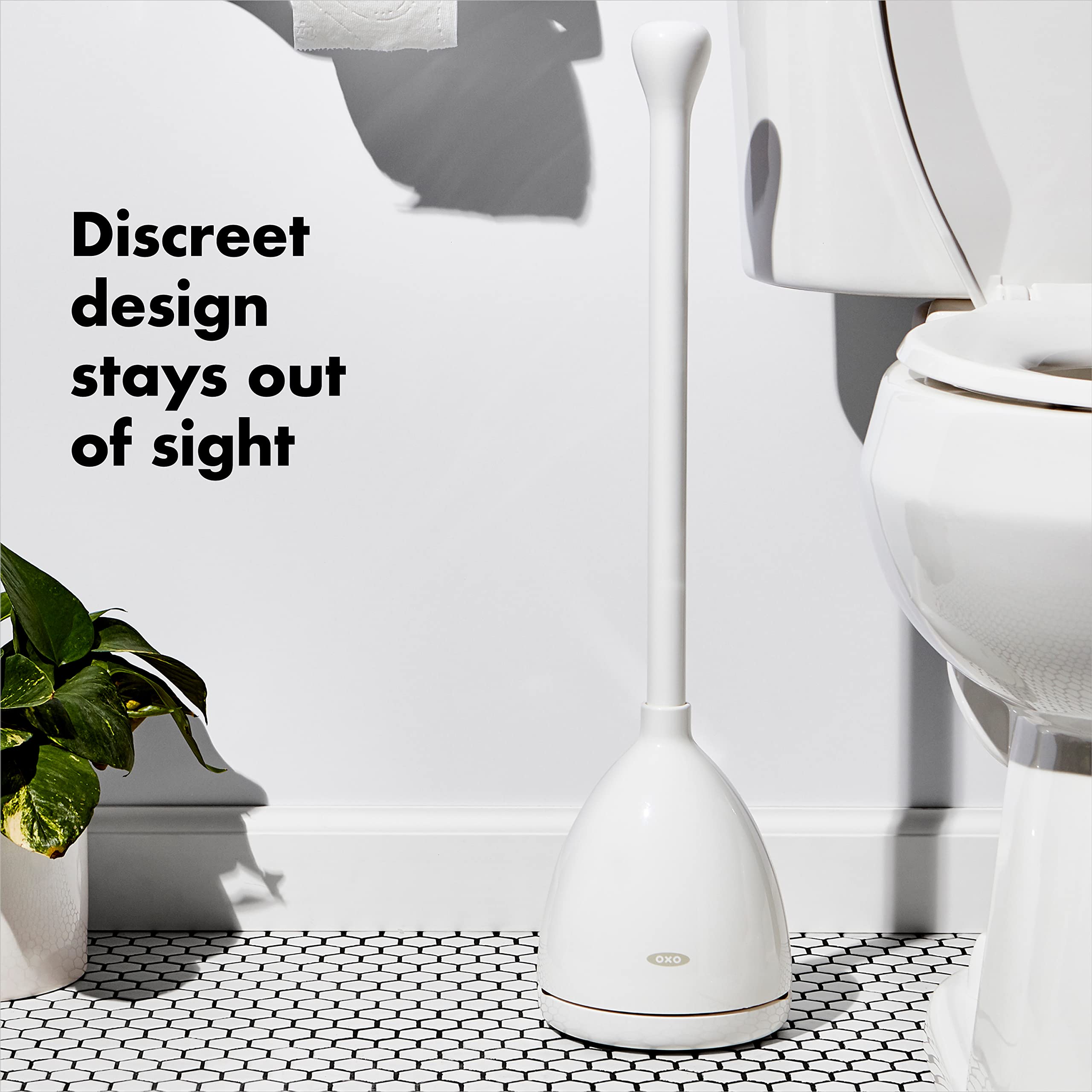 OXO Good Grips canister conceals the plunger when not in use for tidy storage.