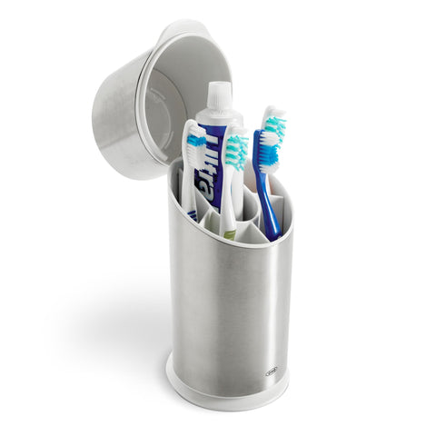OXO Good Grips toothbrush organizer front view showing space for four brushes