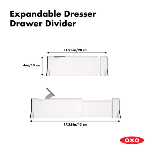 OXO Good Grips two-pack drawer dividers keeping contents organized with tool-free setup