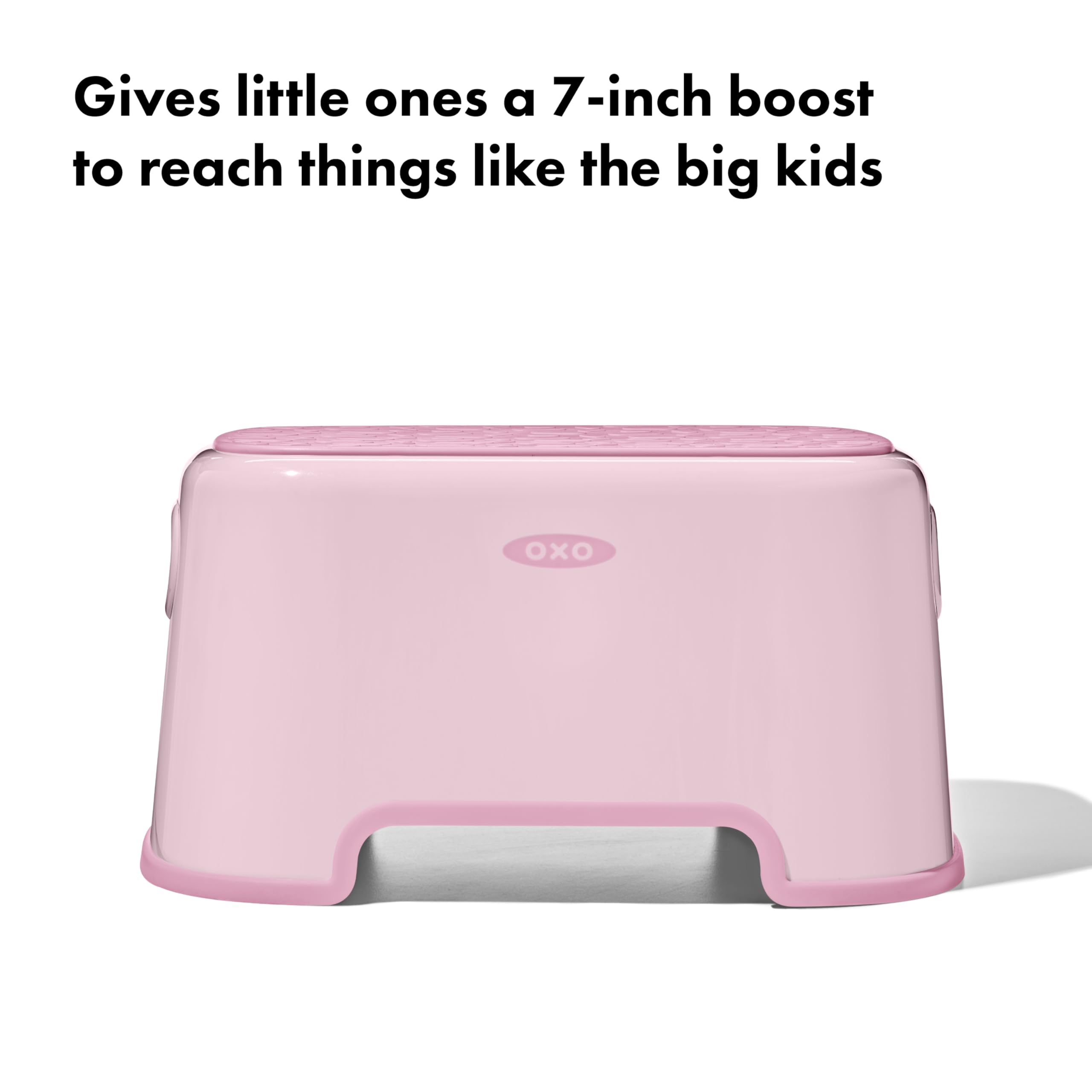 Blossom stool's non-slip surface keeps tiny feet secure.
