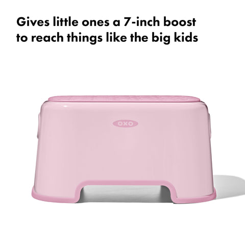 Blossom stool's non-slip surface keeps tiny feet secure.