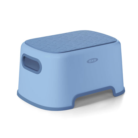 OXO Tot Step Stool Dusk front view with 7-inch height for independent reach