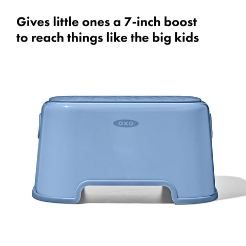 OXO Tot Step Stool Dusk side view showing compact footprint and easy grip handles