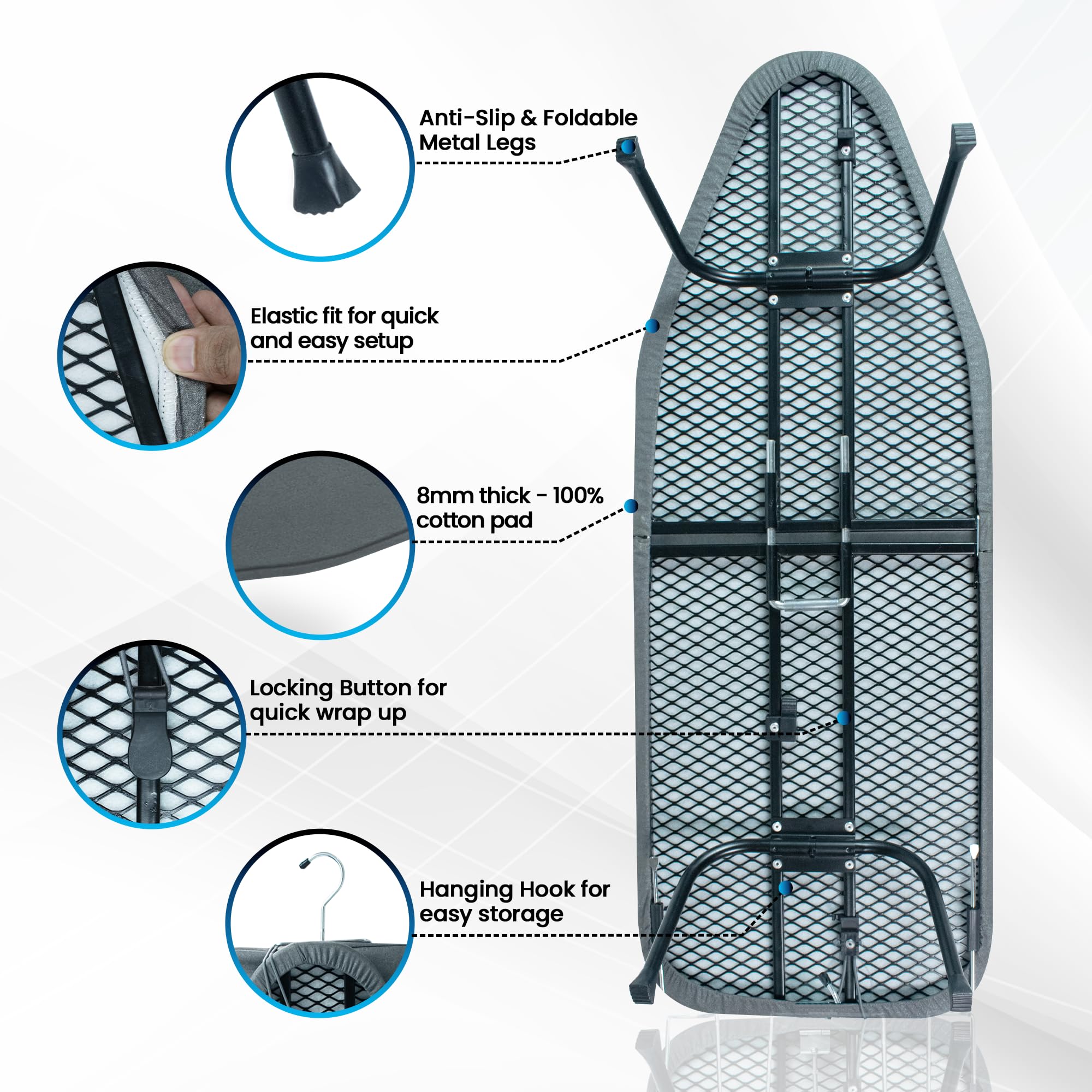 OXZOR lightweight ironing board at 3.3 lbs for easy carrying