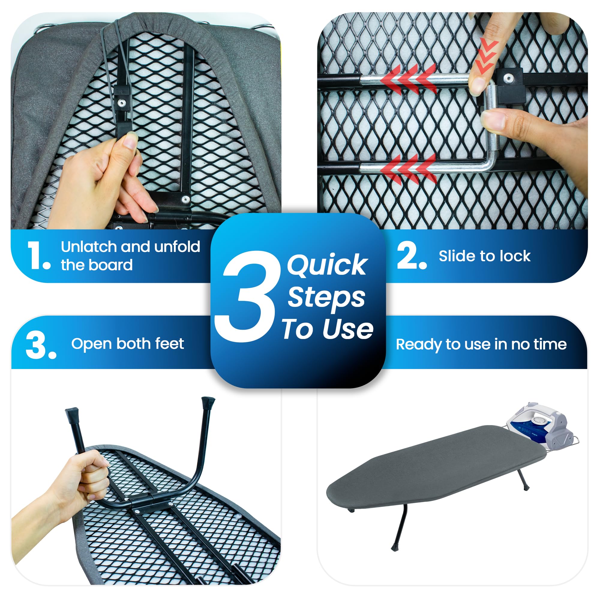 OXZOR travel-friendly portable ironing board for on-the-go tasks