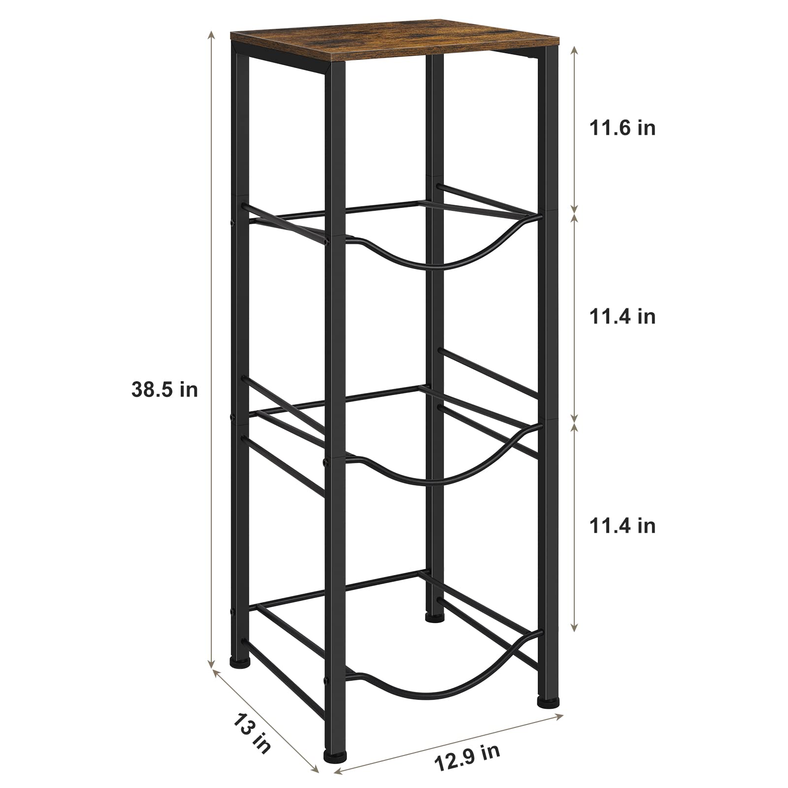 OYEAL 3-tier stand side view for organized bottle storage.