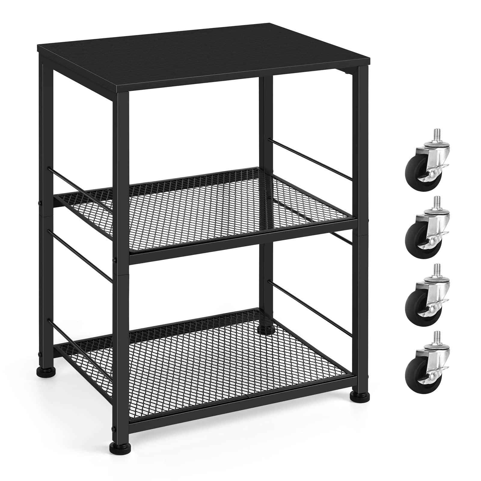 OYEAL Black Night Stand tabletop view with ample surface for lamps and books.