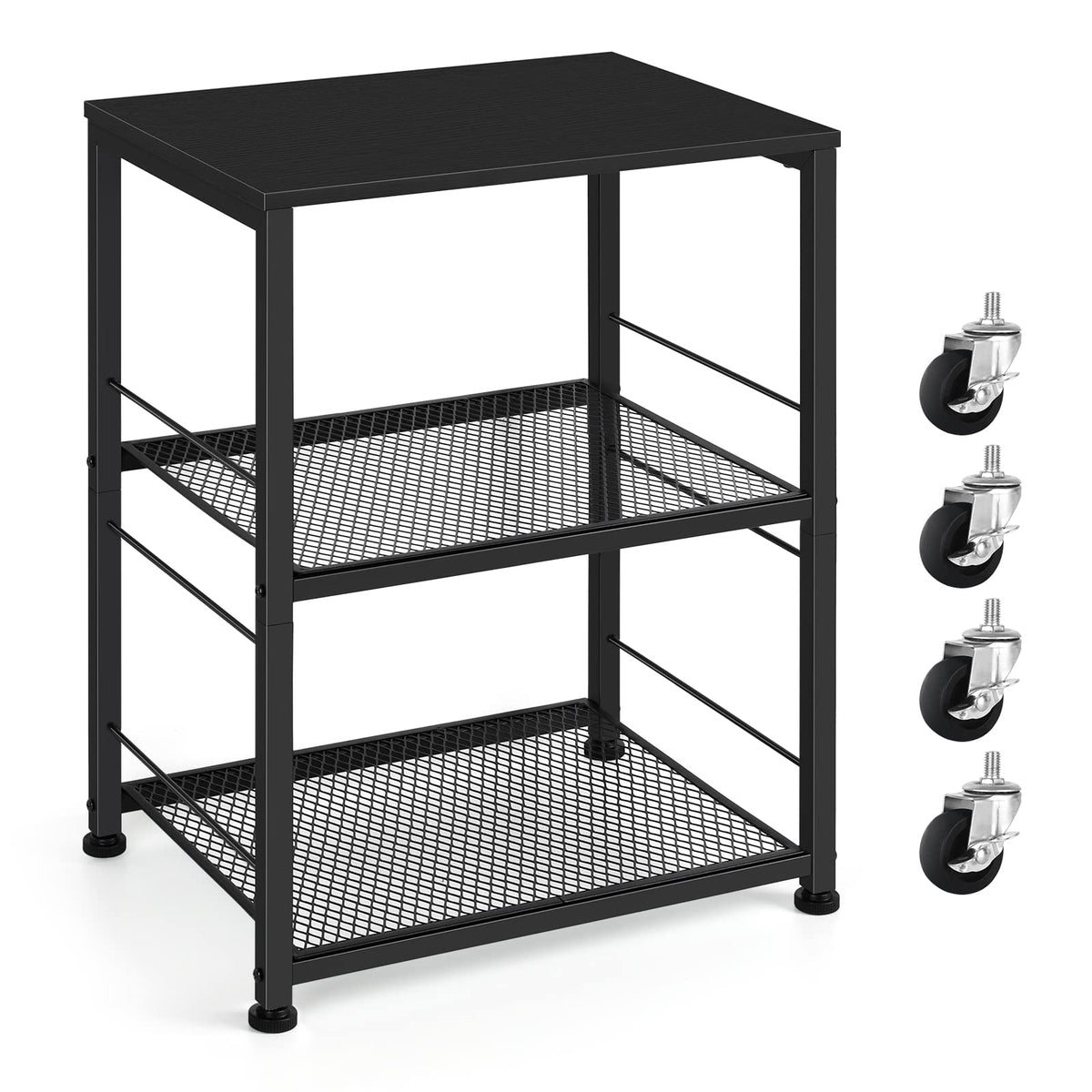 OYEAL Black Night Stand tabletop view with ample surface for lamps and books.
