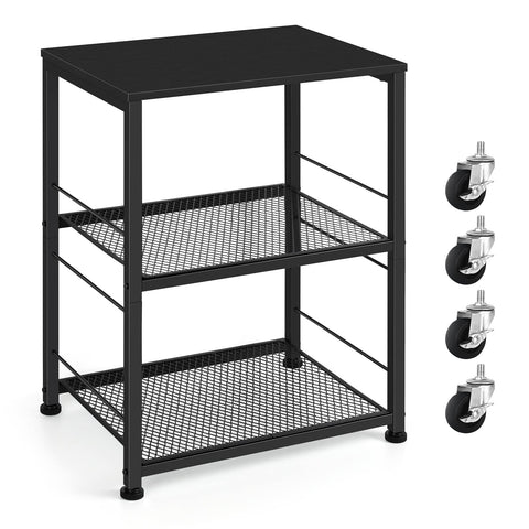 OYEAL Black Night Stand tabletop view with ample surface for lamps and books.