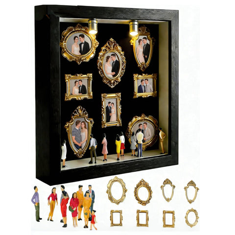 oyeftp DIY mini museum silhouette box on a shelf showcases personalized memories.