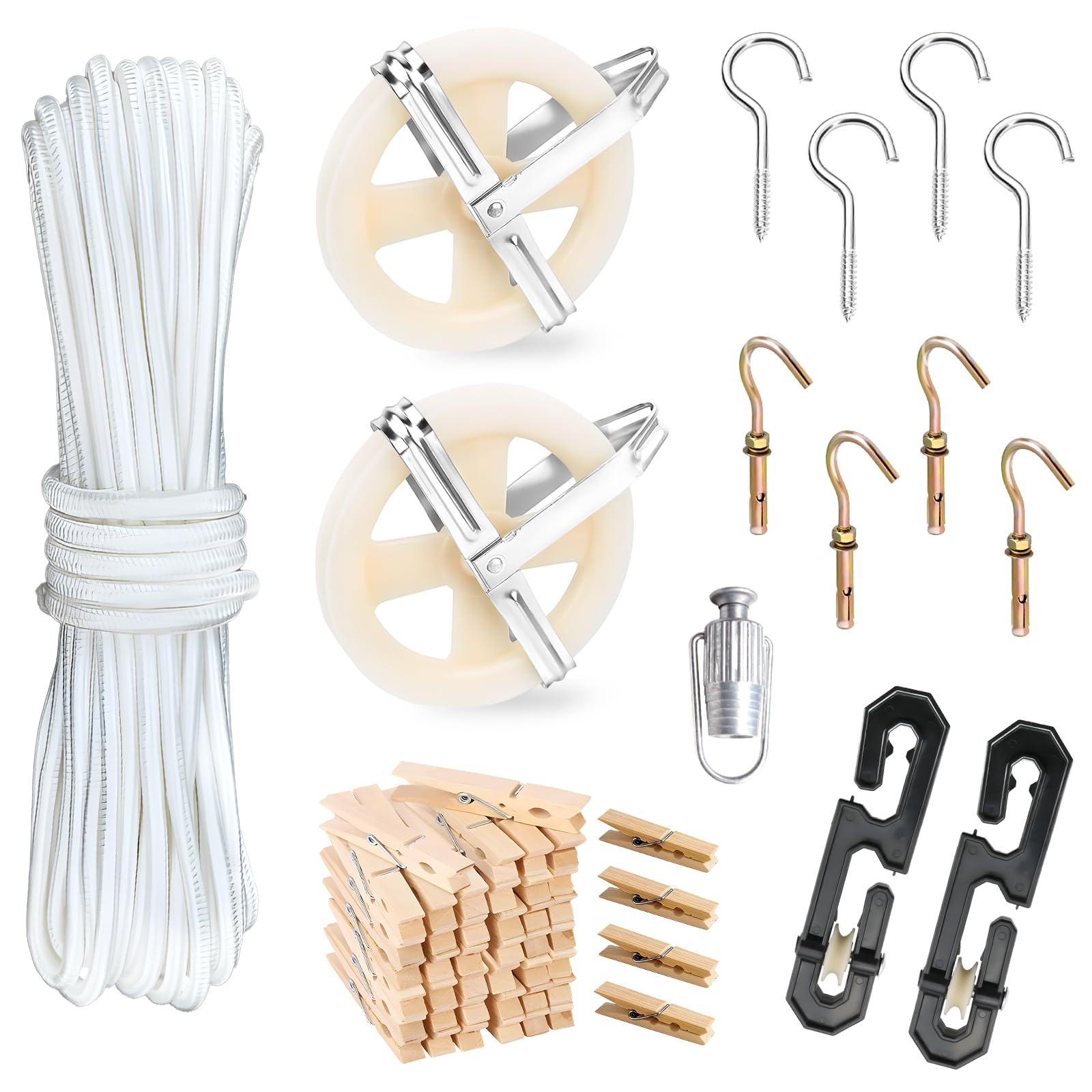 oyhqes clothesline kit outdoors main view shows sturdy pulley system for efficient air drying