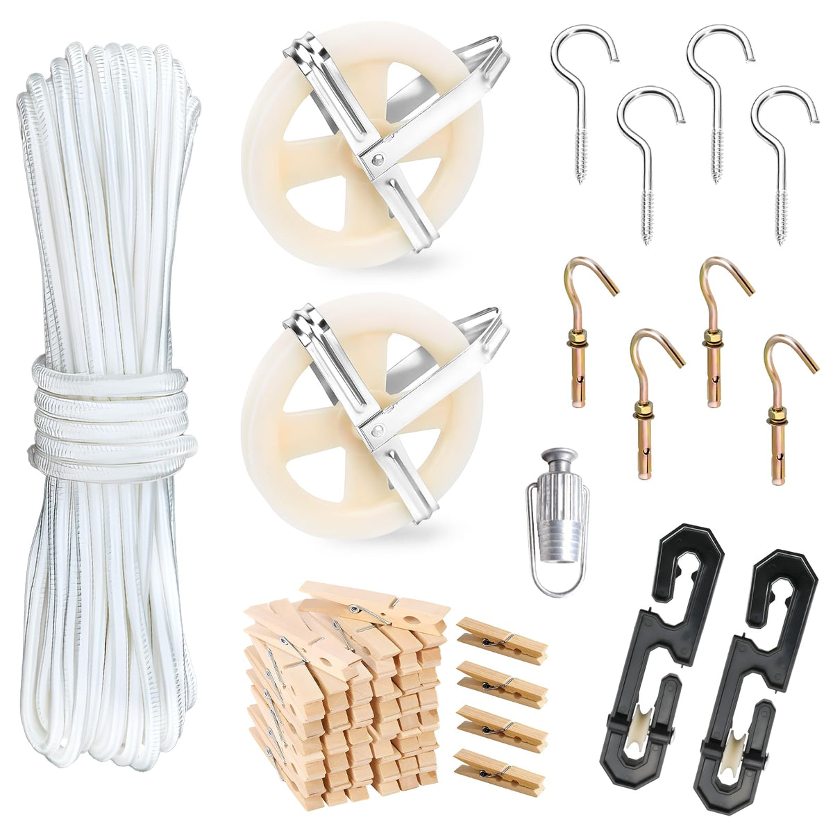 oyhqes clothesline kit outdoors main view shows sturdy pulley system for efficient air drying