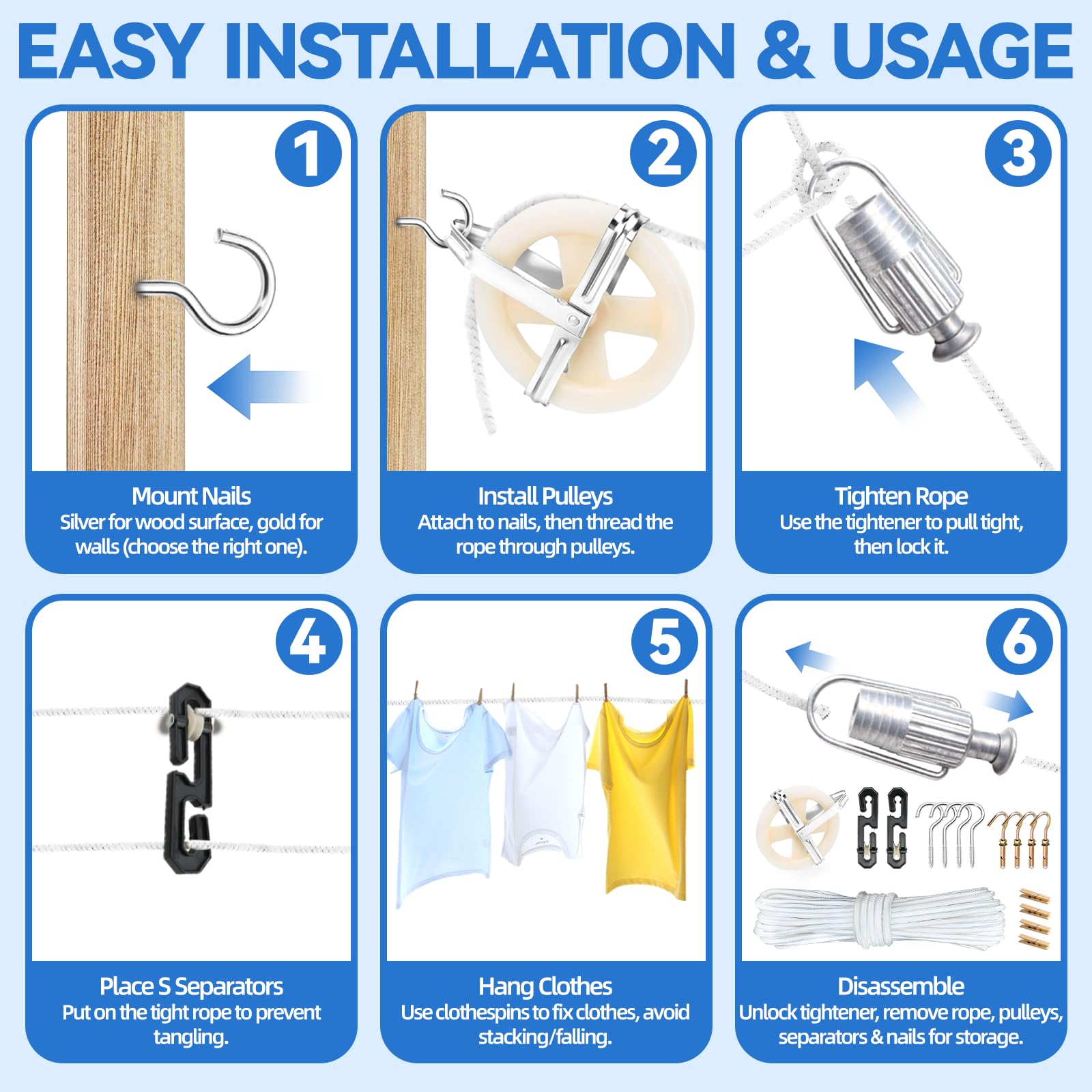 oyhqes clothesline pulleys 2-pack enable smooth line movement and easy clothes drying