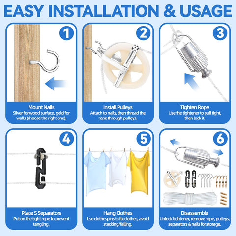 oyhqes clothesline pulleys 2-pack enable smooth line movement and easy clothes drying