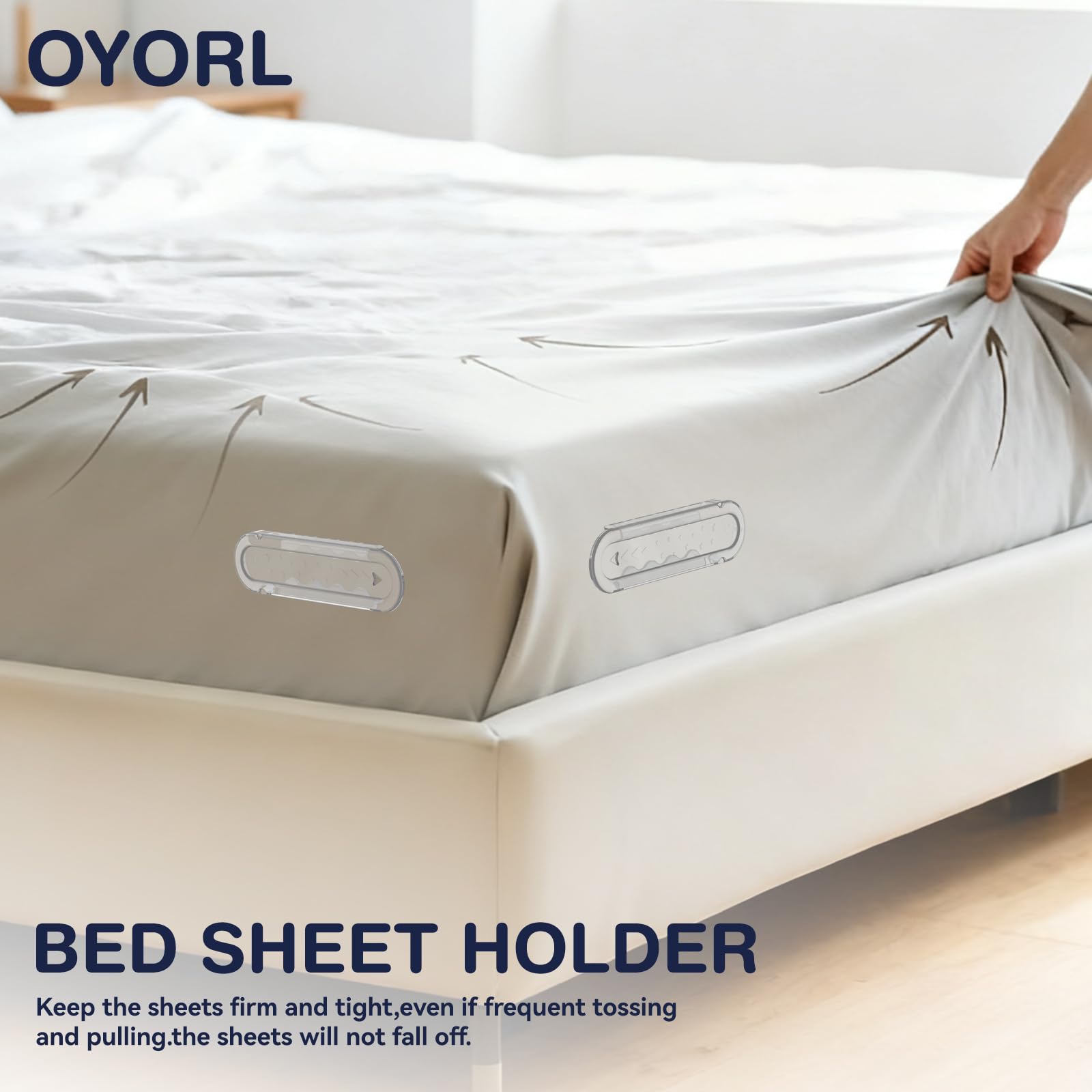 OYORL clip system fitted to heavy mattress for stable sheets