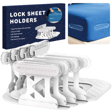 OYORL triangle clip close-up showing secure grip on fitted sheets