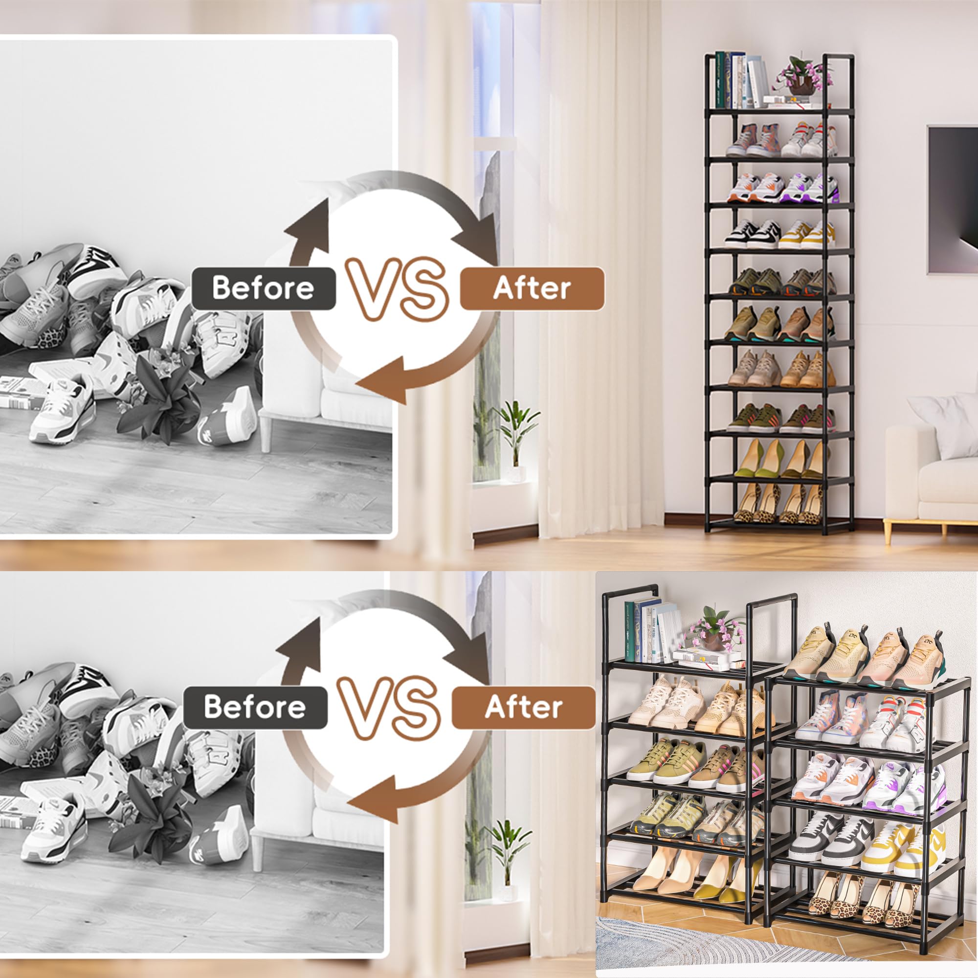 OYREL 5-tier rack split into 2 and 3 tiers for flexible storage