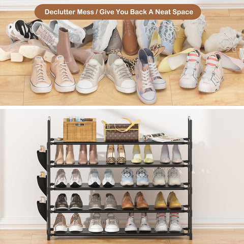 OYREL 5-tier shoe organizer rack in a bedroom closet