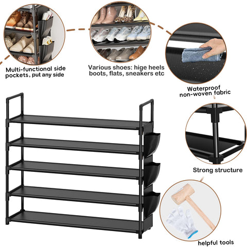 OYREL 5-tier shoe organizer rack setup in entryway for easy access