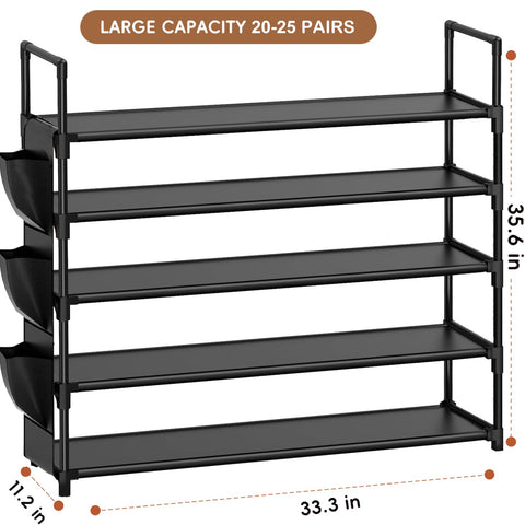 OYREL 5-tier shoe organizer rack close-up of powder-coated finish