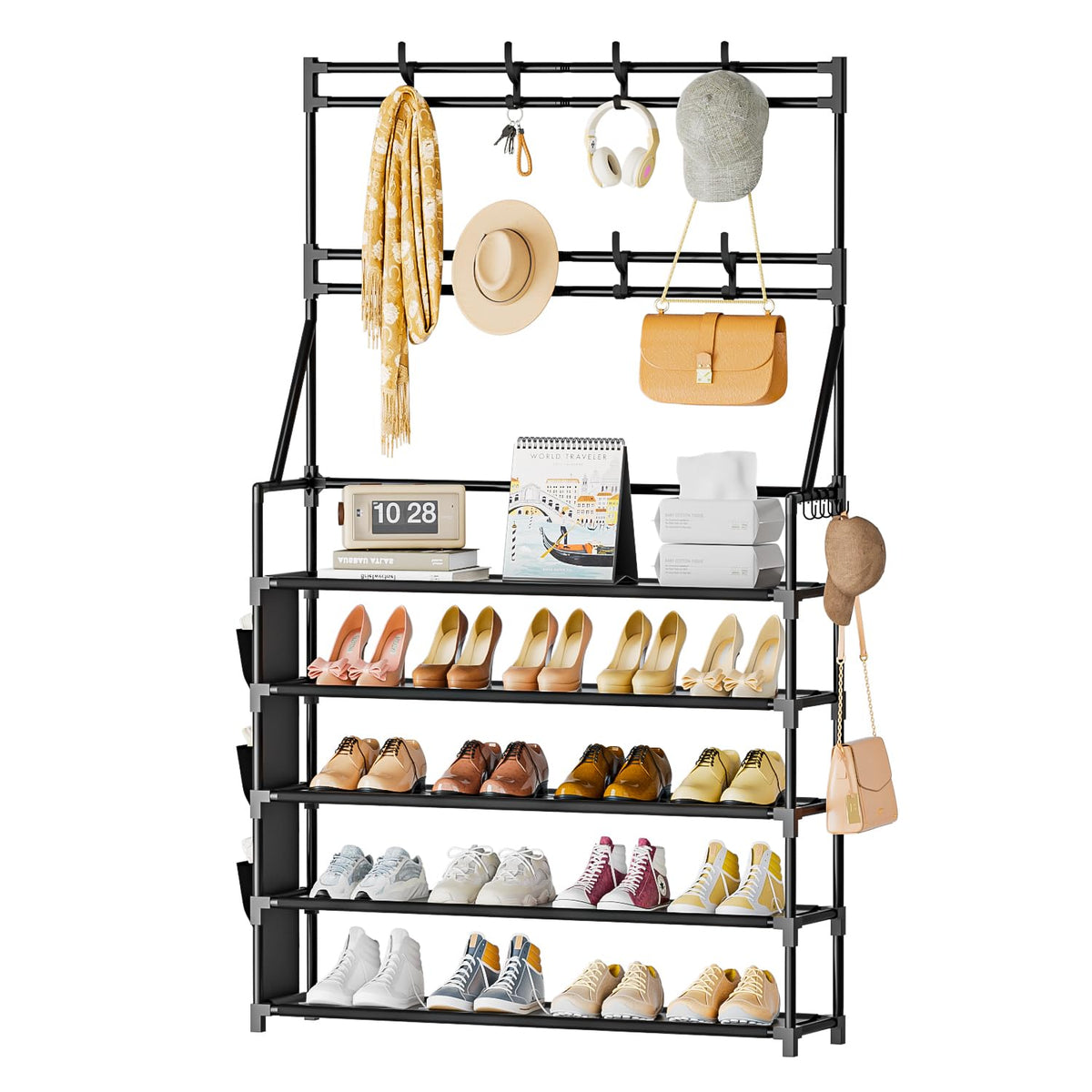 OYREL 5-tier shoe rack front view for organized entryway storage.