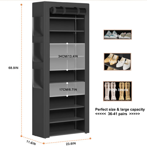OYREL shoe organization on shelves demonstrated with multiple pairs.