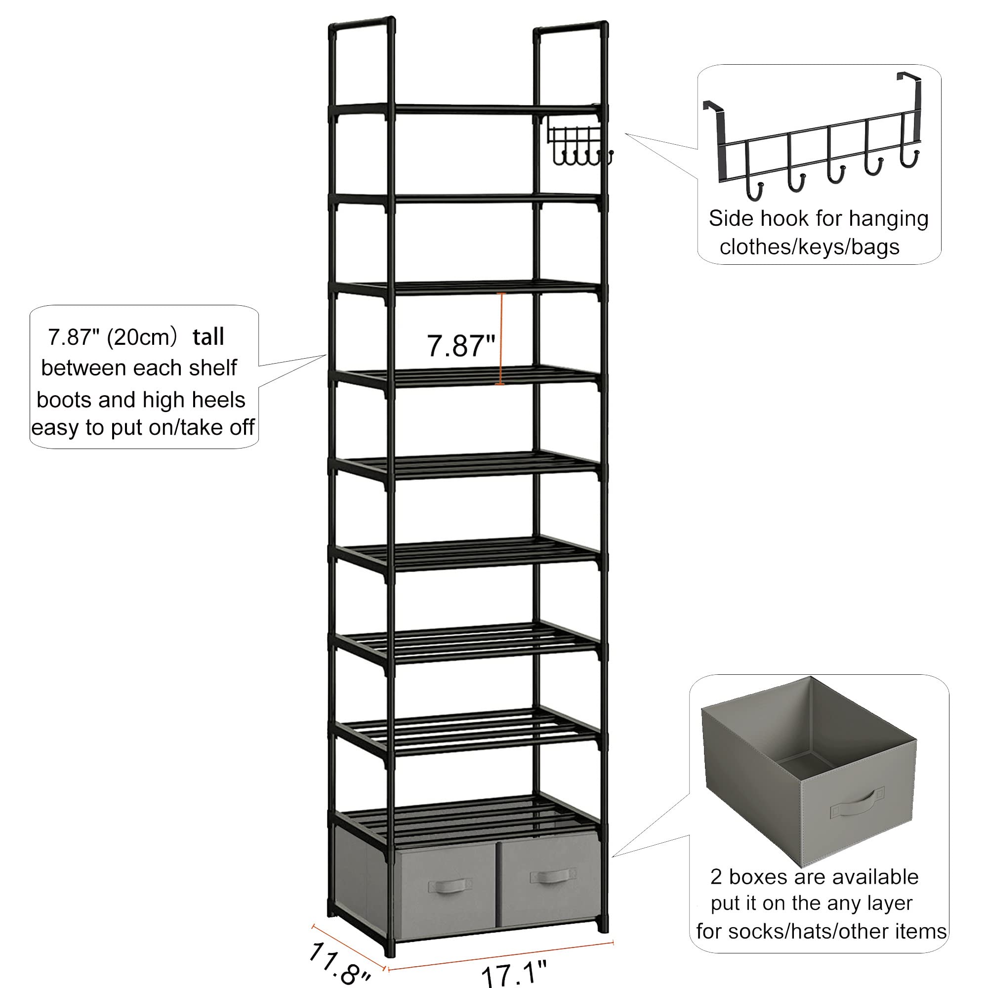 OYREL powder-coated black rack provides a sleek, minimalist entryway look.