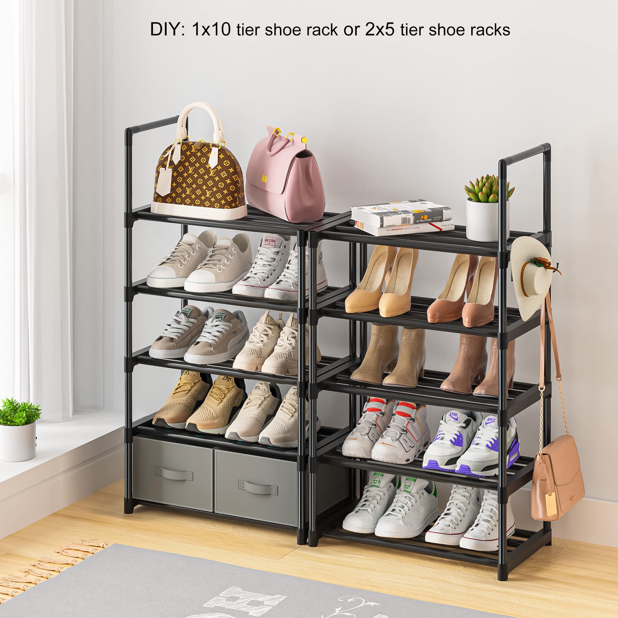 OYREL side hook keeps bags and umbrellas within reach and reduces clutter.