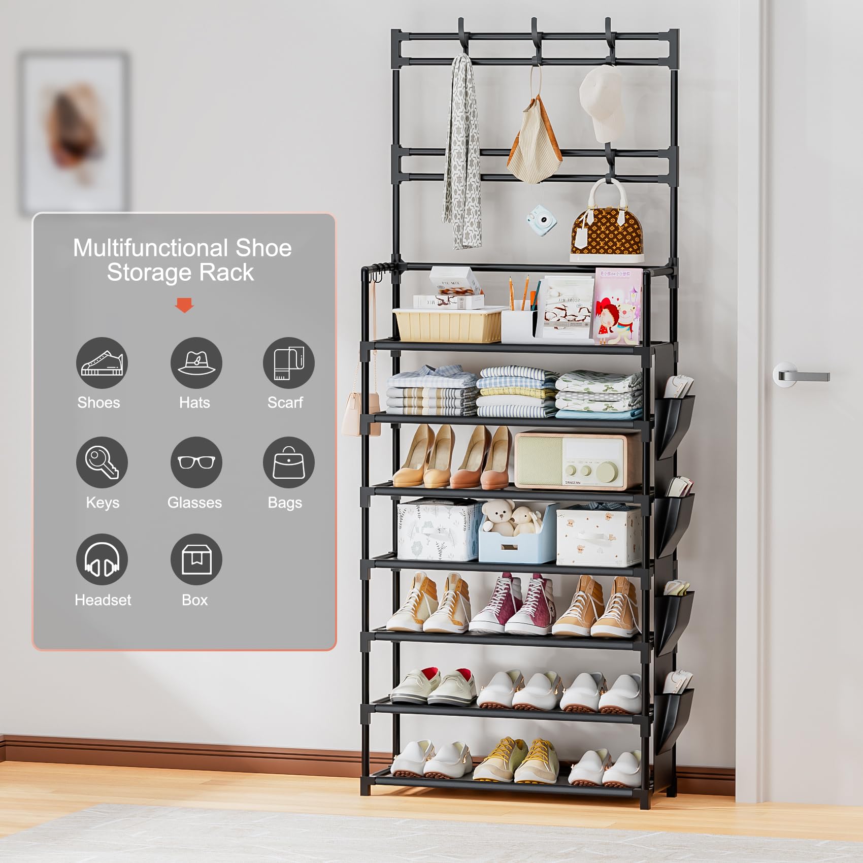 OYREL versatile organizer used for towels, bags, or toys in a closet.
