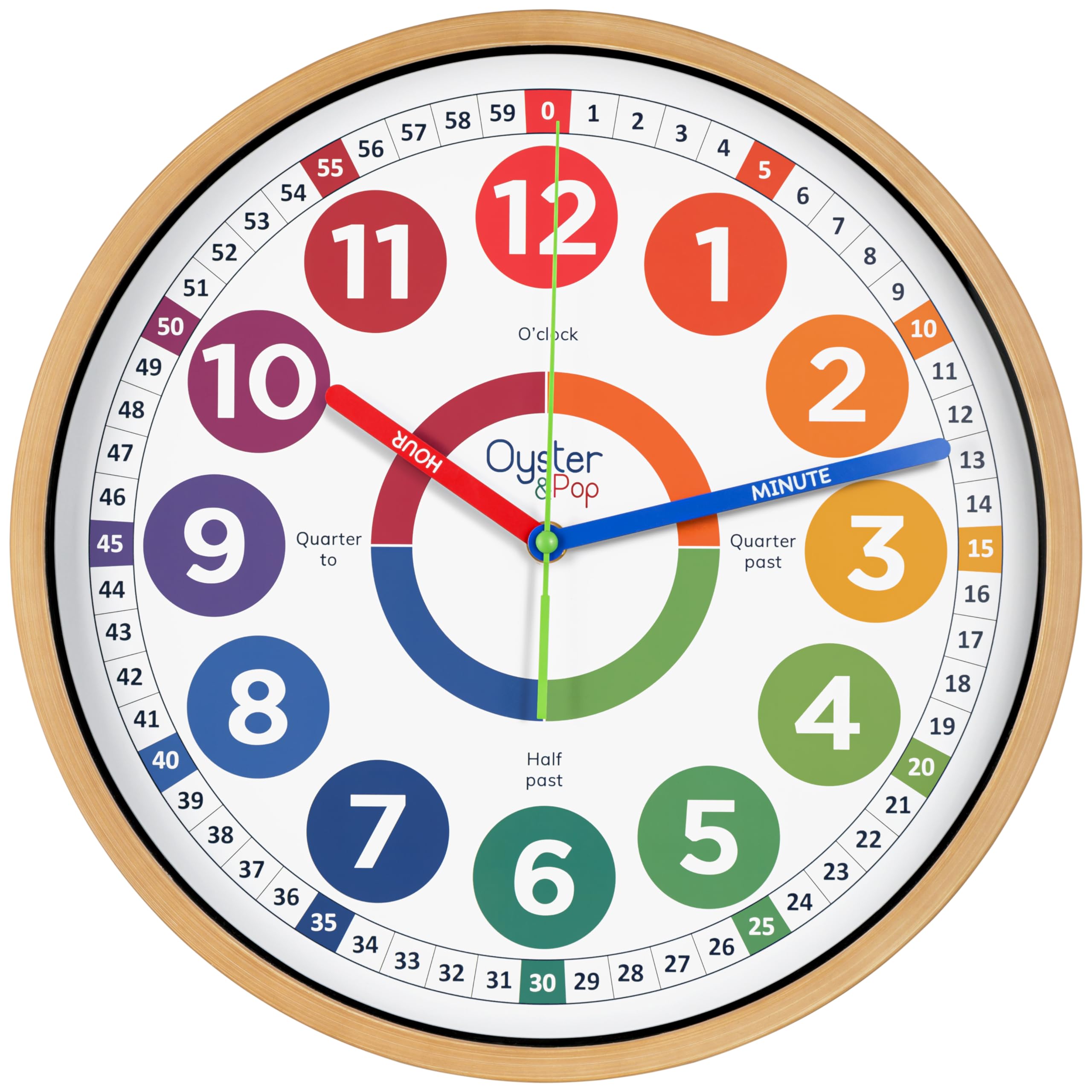 Oyster&Pop kids clock 14-inch face shows learning time clearly