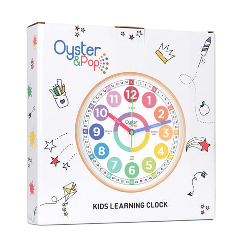 Oyster&Pop Kids Clock ideal for classrooms and homeschool routines.
