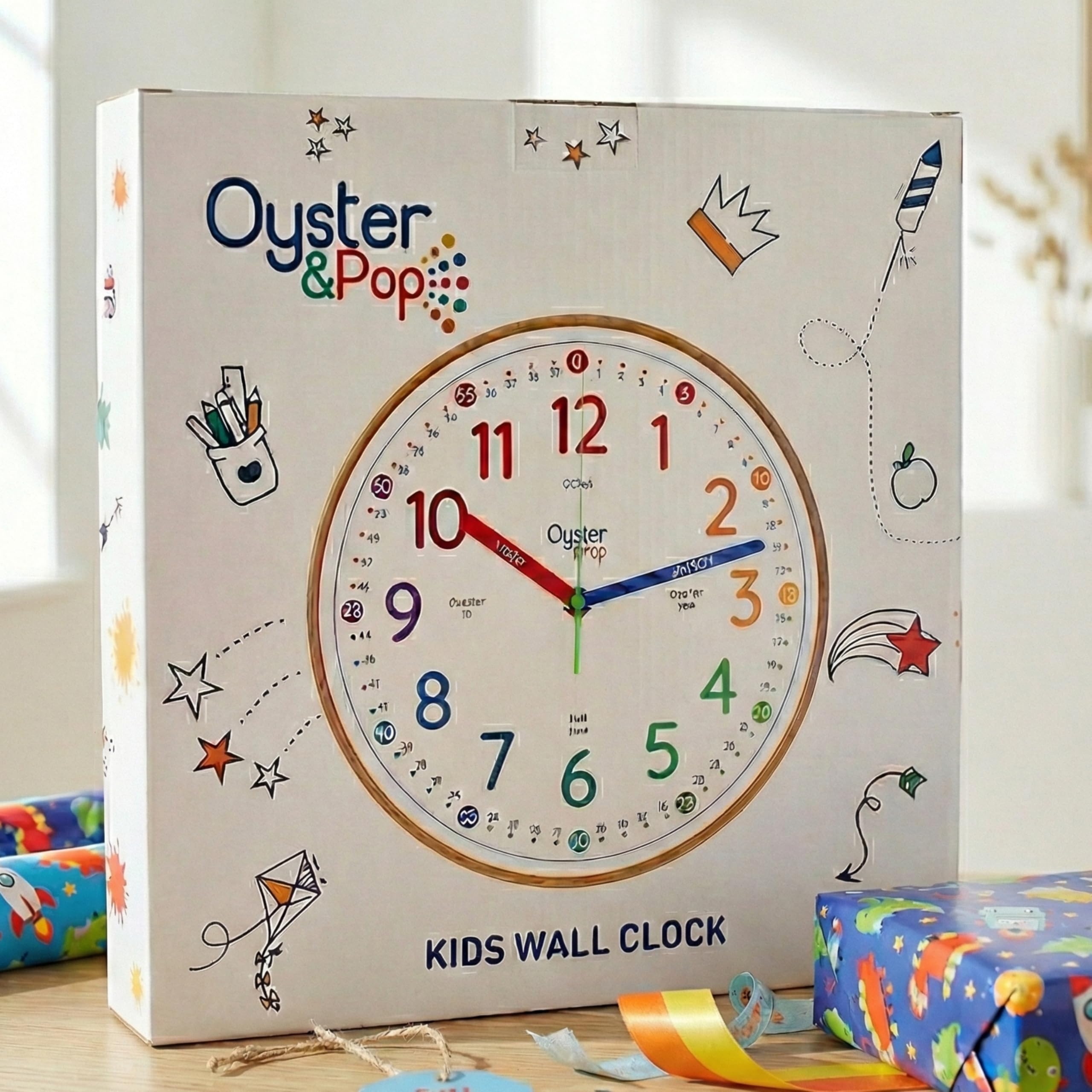 Oyster&Pop Kids Clock gift box ready for gifting as an educational toy.