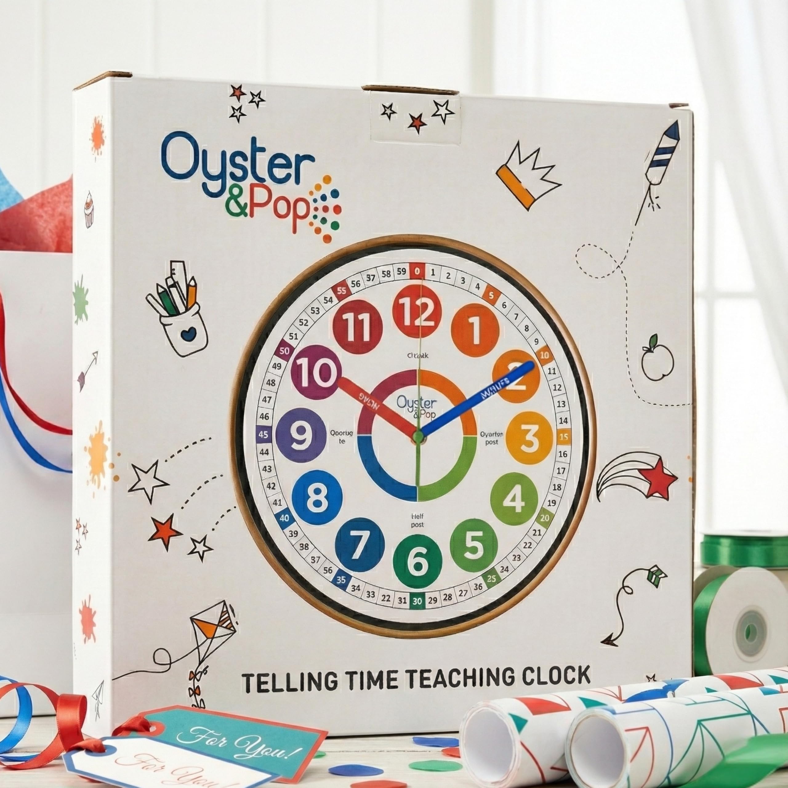 Oyster&Pop Kids Clock ideal for home or classroom use.