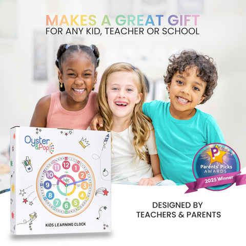 Oyster&Pop Kids Clock includes a free eBook to support learning.