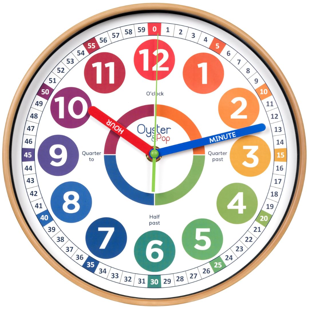 Oyster&Pop Kids Clock silent face for quiet study sessions.