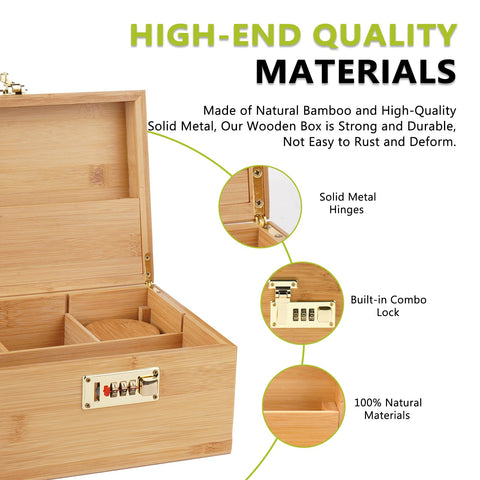 Lid compartment with groove adds extra storage space in the bamboo box
