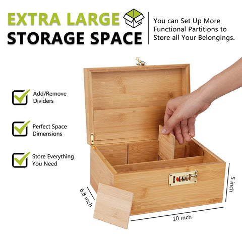 Removable bamboo tray and divider create a flexible interior layout