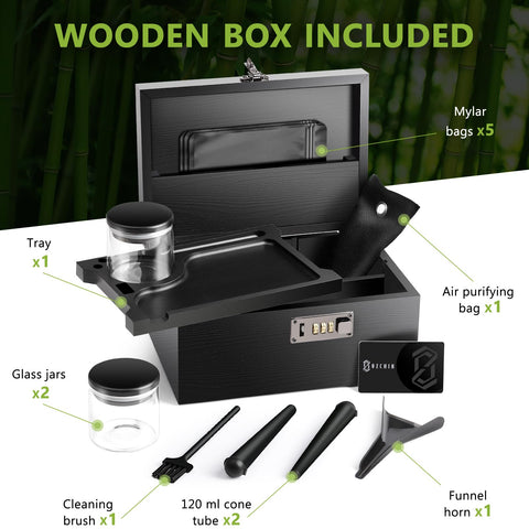 OZCHIN large bamboo box open tray demonstrates customizable space with divider.