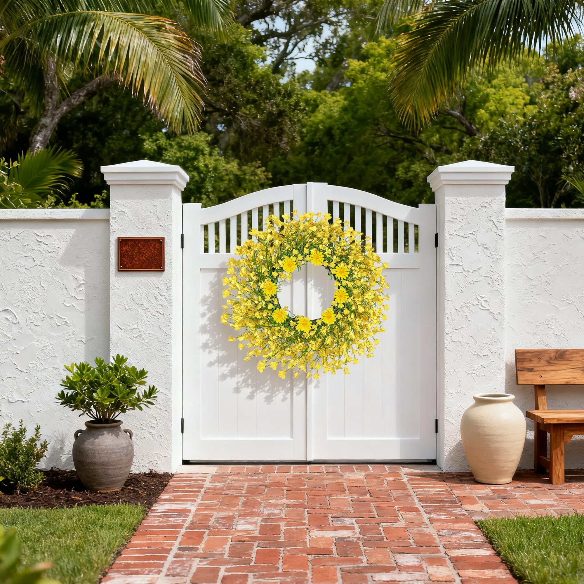 OZFHUA 24-inch wreath ready-to-fluff for quick styling.