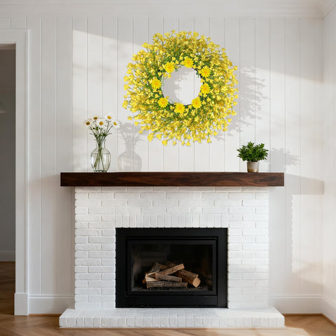OZFHUA pink spring wreath for porch or living room decor.