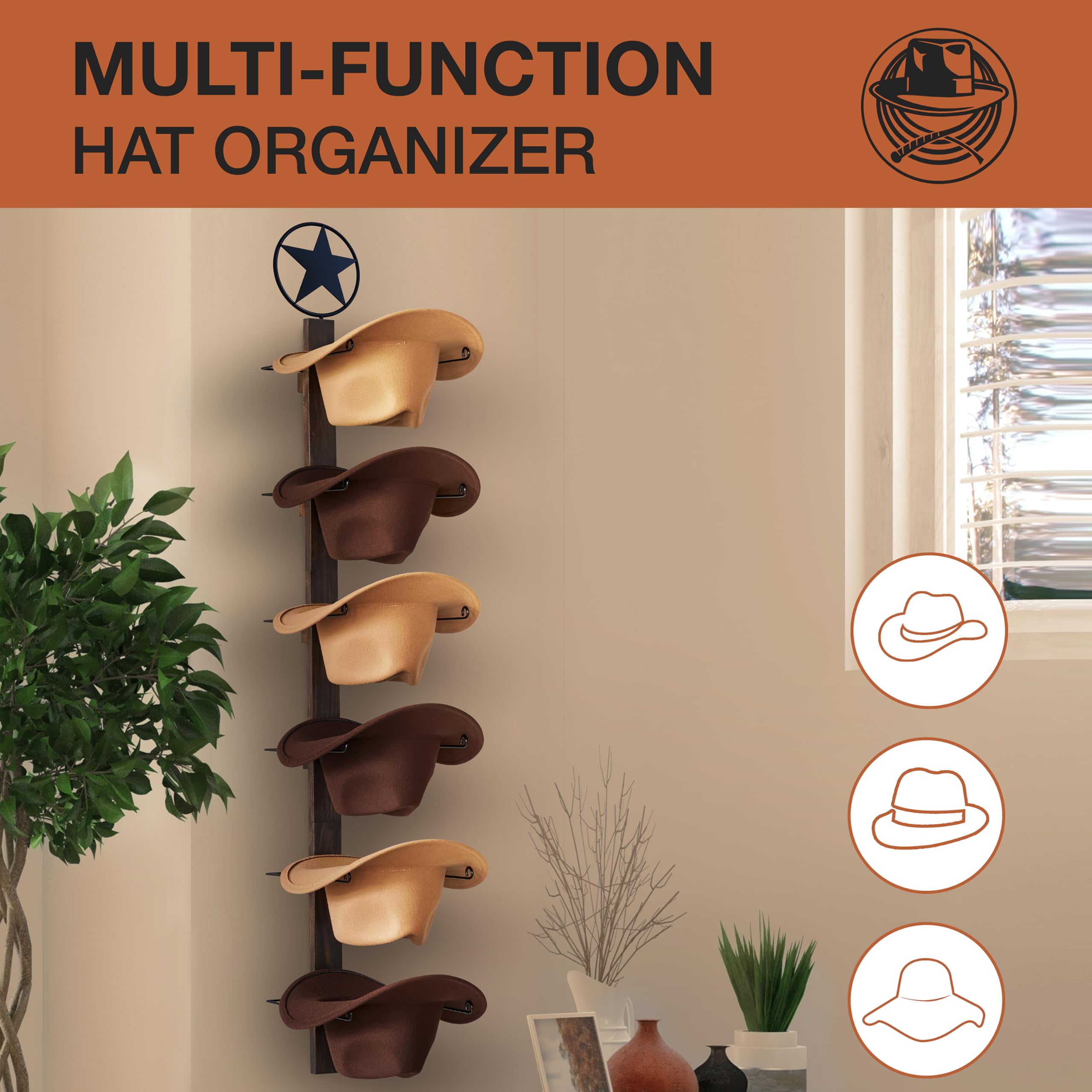 P-ALADIN wooden board hat display adds warmth to room decor