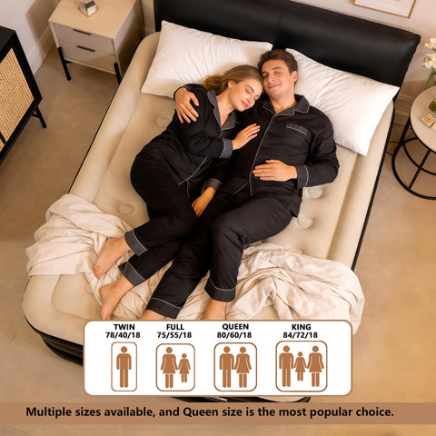 PABCZZ queen air mattress with flocked top for soft skin-friendly comfort