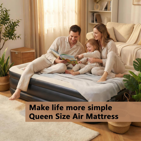 PABCZZ queen air mattress reinforced seams for durability and longevity