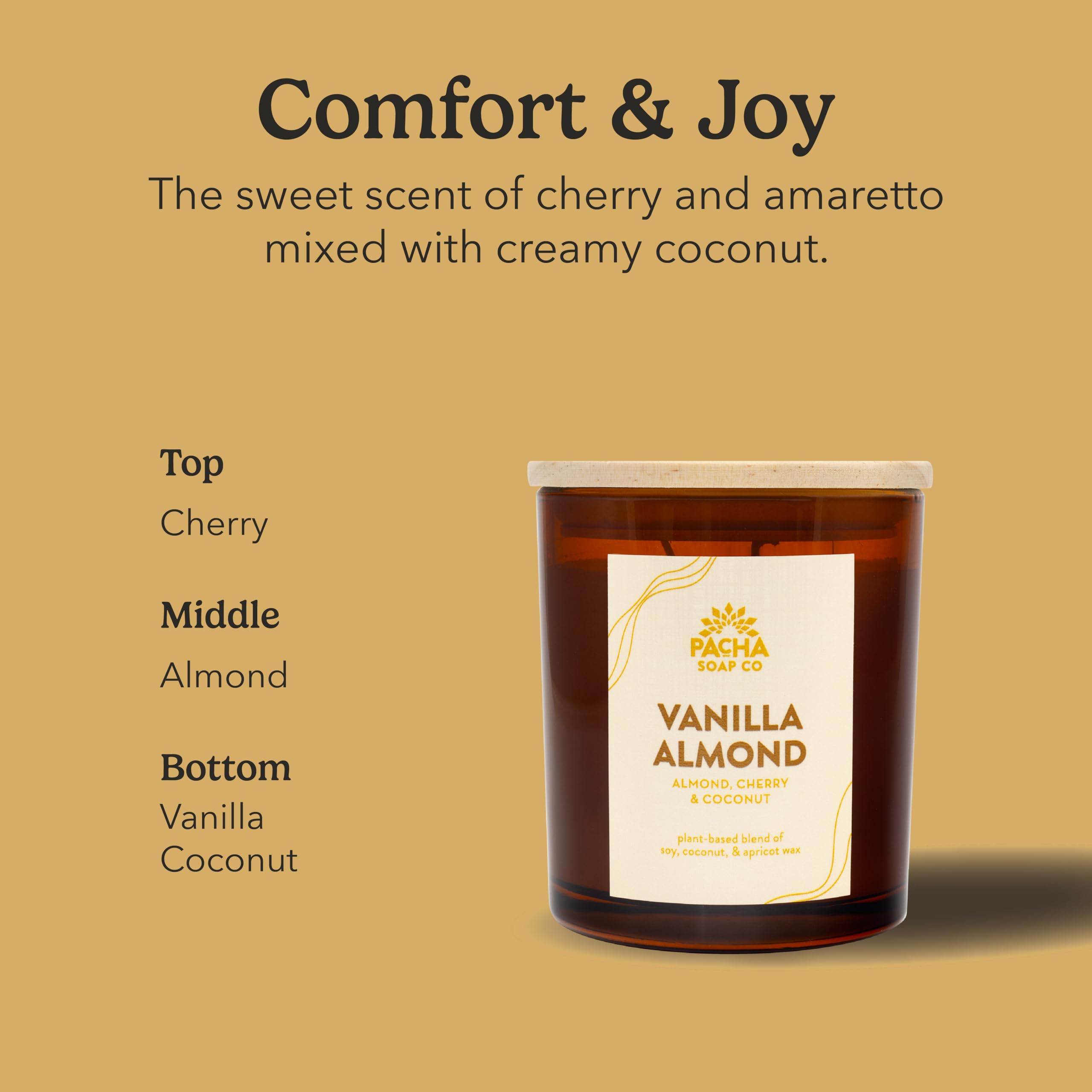 Pacha Soap Co. Vanilla Almond Candle reveals coconut note for a bright touch