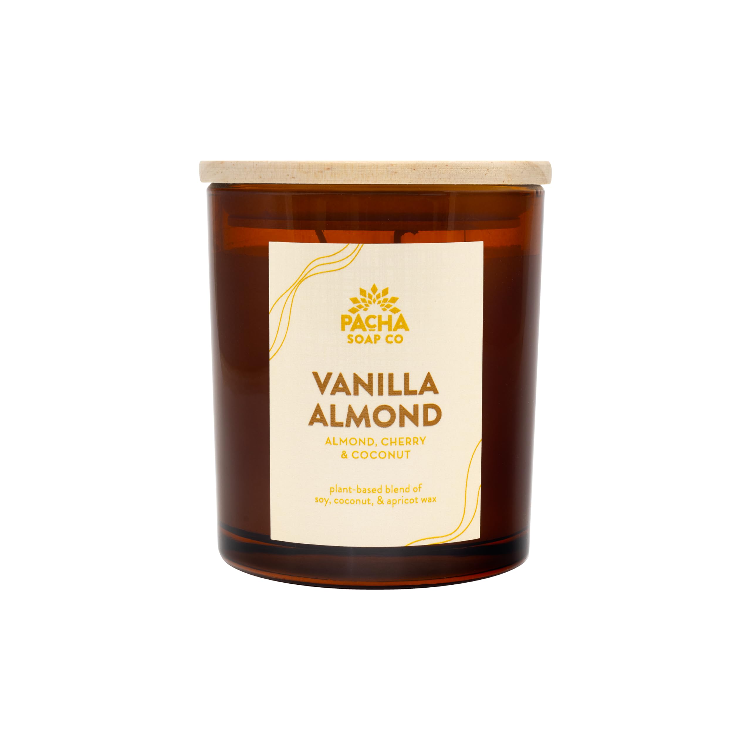 Pacha Soap Co. Vanilla Almond Candle shows a vanilla note for cozy ambience