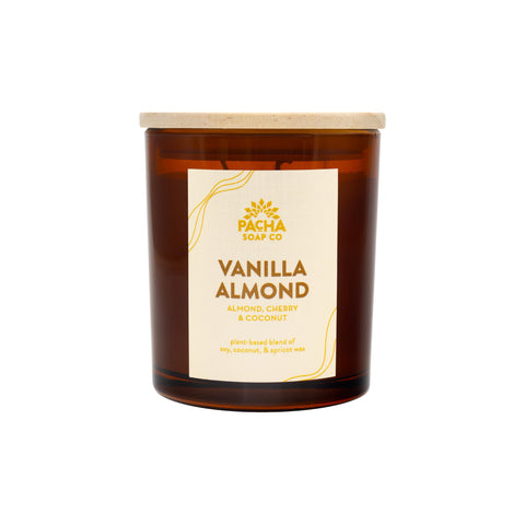 Pacha Soap Co. Vanilla Almond Candle shows a vanilla note for cozy ambience