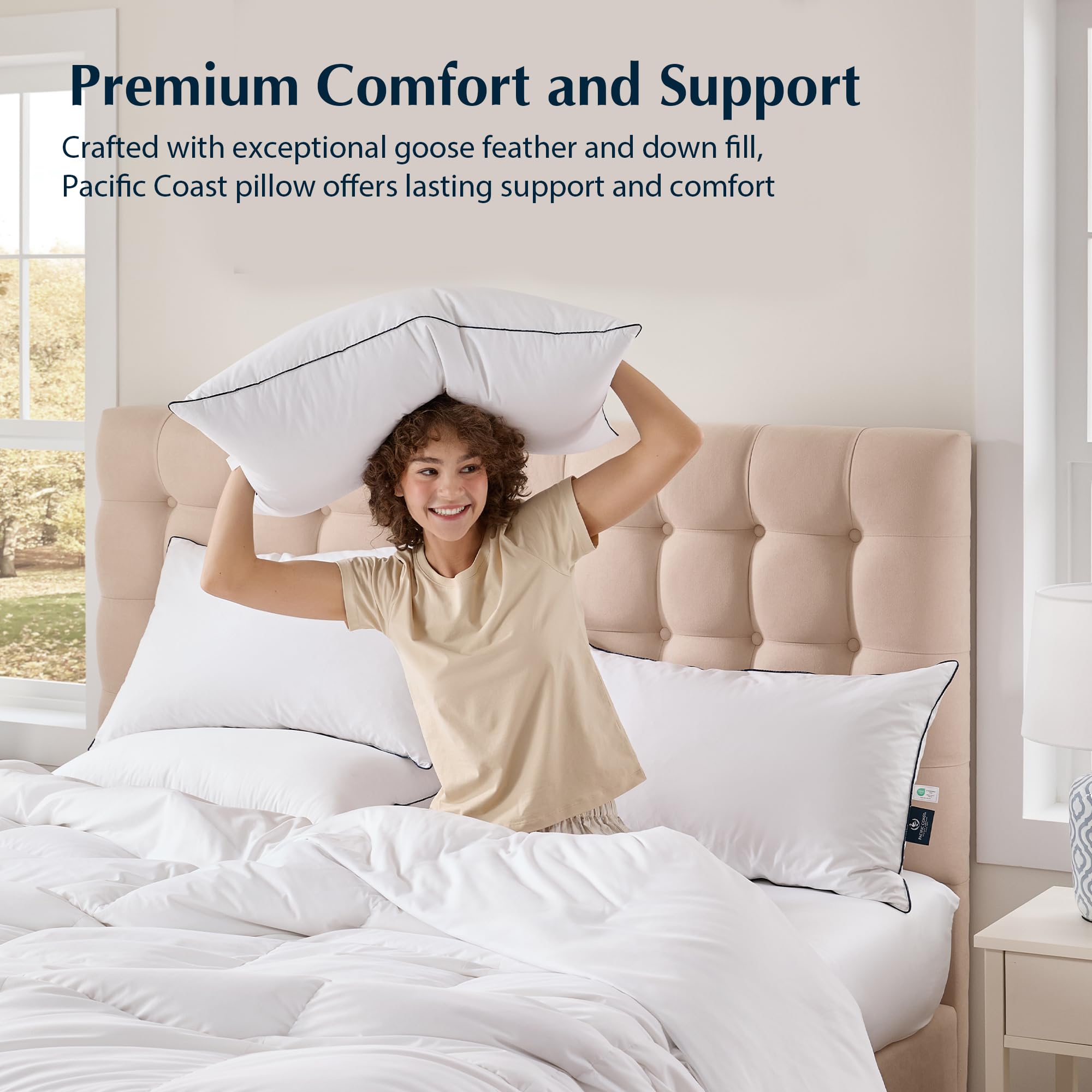 Pacific Coast bed pillow soft breathable cotton fabric feels gentle on skin