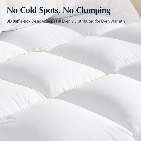 Pacific Coast goose down fiber fill delivers plush loft and consistent warmth.