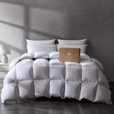 Pacific Coast luxury white goose down fiber comforter king size for year-round comfort.