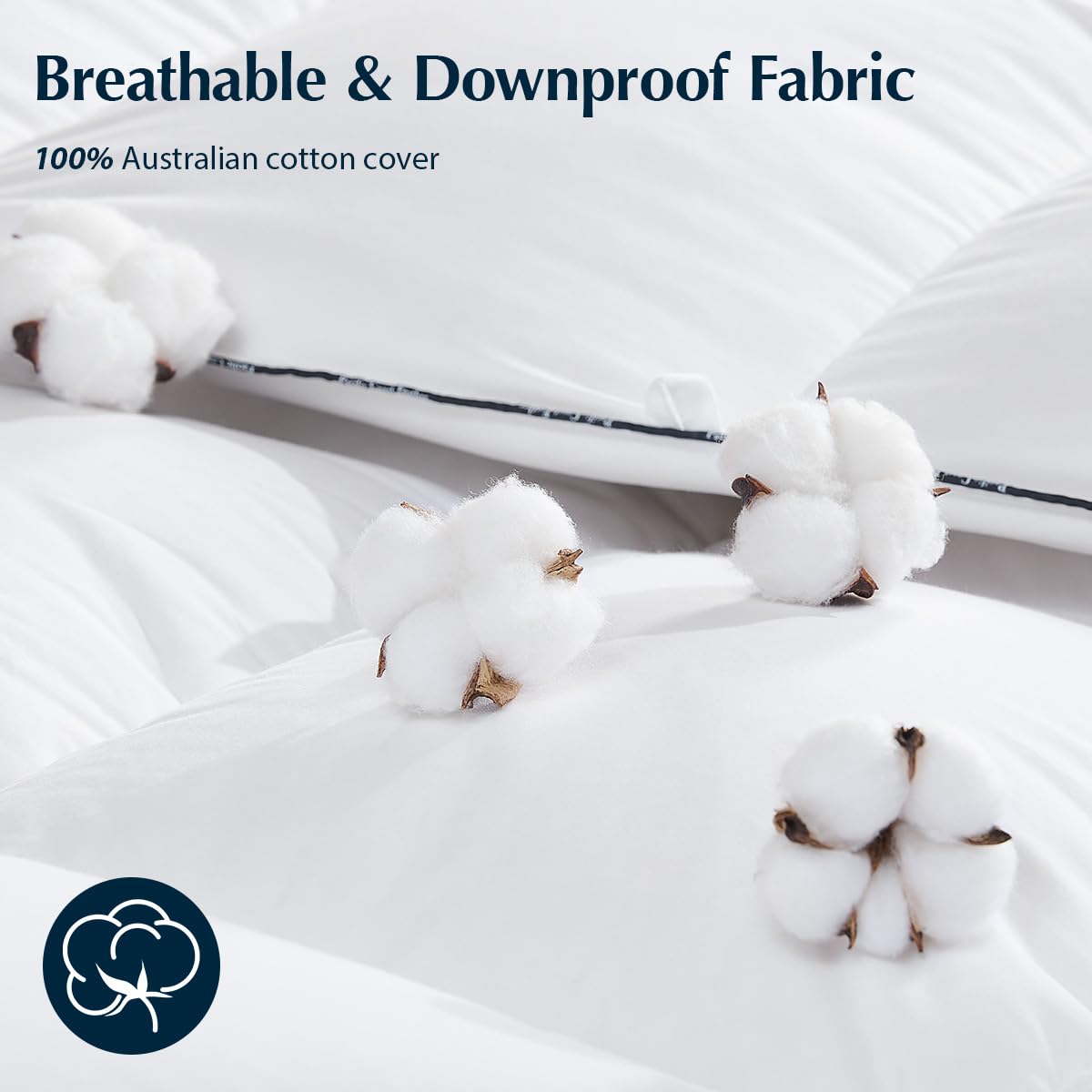 Pacific Coast Premium Goose Down Fiber Comforter hidden baffle—fill evenly distributed.